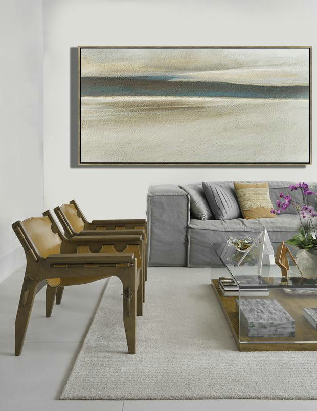 Original Abstract Painting Extra Large Canvas Art,Hand Painted Panoramic Abstract Painting,Large Abstract Wall Art,Light Yellow,Black,Brown.etc